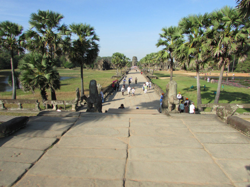 View from temple entrance back to gopura entrance