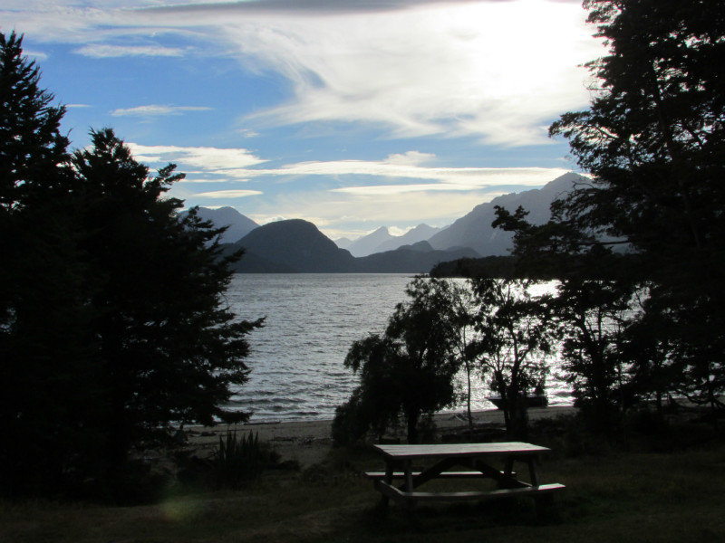 Late afternoon sun as seen from Moturau Hut over Lake Manapouri