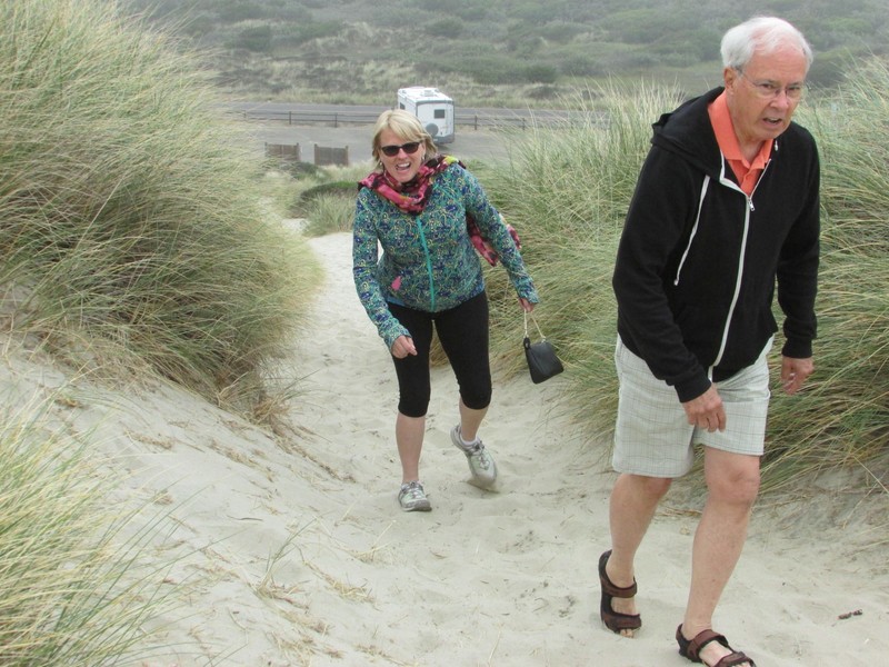 Honeyman Memorial State Park - Walking the dunes - Jeanette and Bill