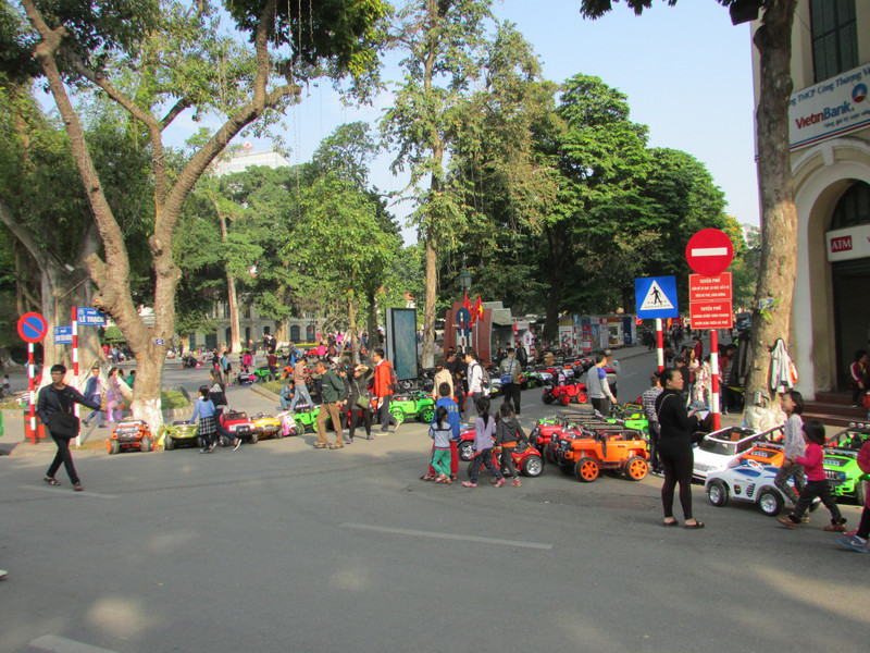 Old Town Streets around Hoan Kiem Lake closed to vehicles to allow for community to make use of the streets as open space.