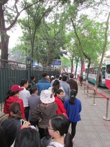 back of a 2km long queue to see Ho Chi Minh in State