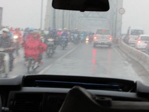 On the road to Halong Bay - so many scooters.