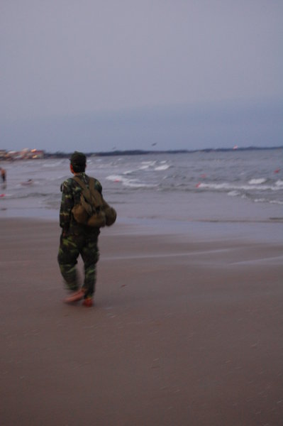 Army guy on the shore, Vung Tao beach, Vietnam.