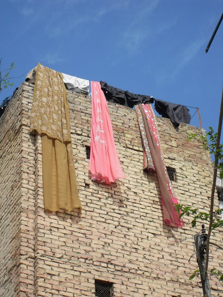 sarees hanging to dry