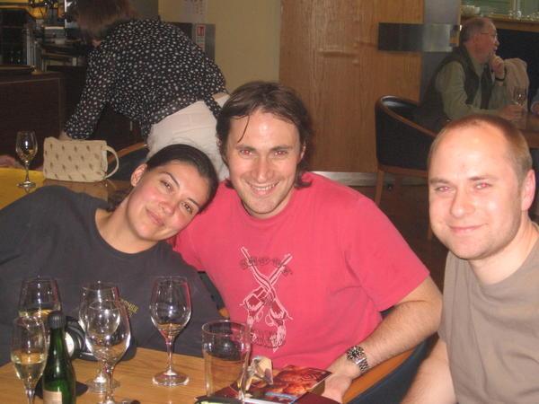 Elmarie, Andrew & I, Heathrow May 2006