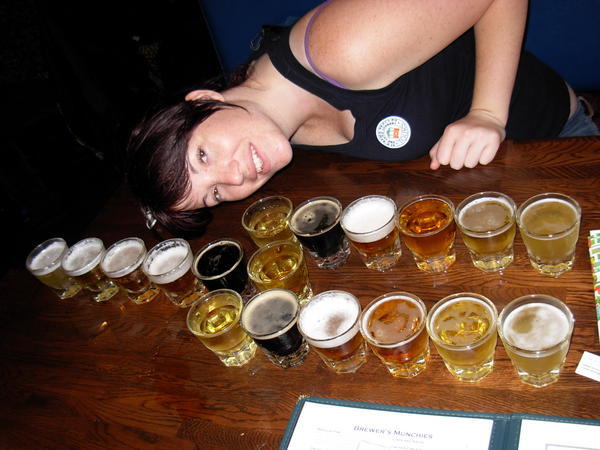 Emma and all our lunch time beer, Moon River Brewery Savannah