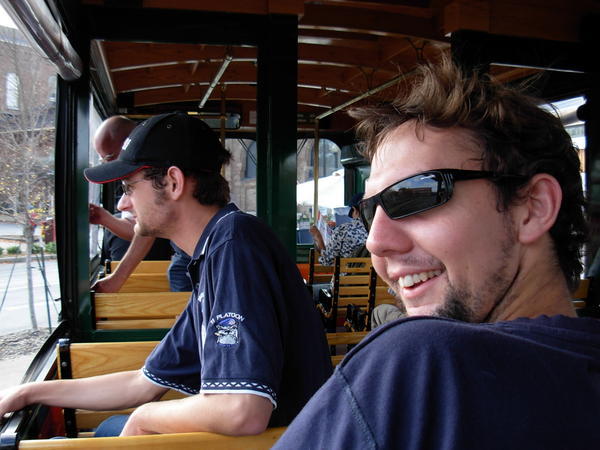 Ian and Nick on Trolley in Savannah