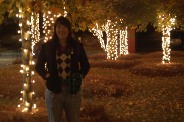 Emma in front of lights in Charleston