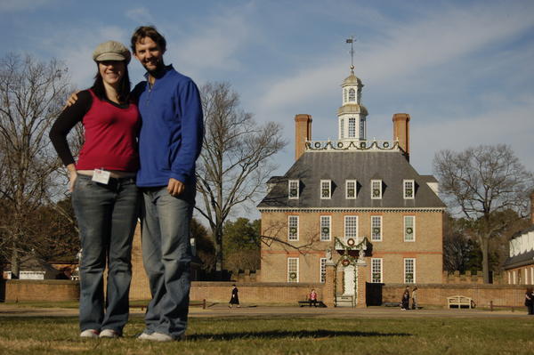 Emma and Ian in Front of Governor's Palace in Williamsburg