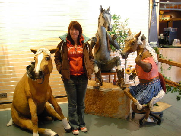 Emma with the horses at Wild Horse Saloon