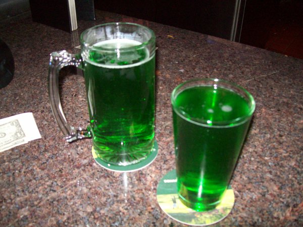 Green beer at the ESPN bar