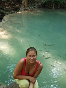 At Erawan national park - with fishiesss