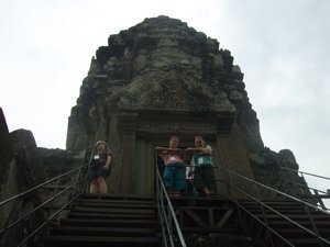 Climb up to one of the towers at Angkor wat