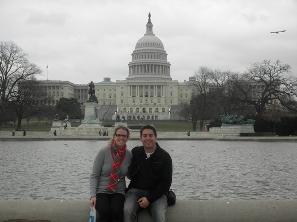 Us in front of the reflecting pool
