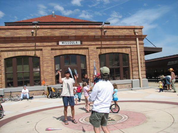 Jugglers at the Train Station.