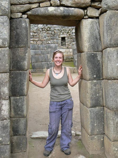 Laura in an Inca door