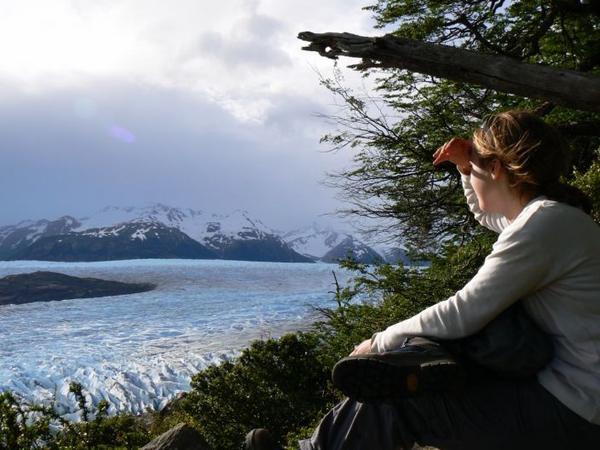 Laura looks out to the Grey Glacier