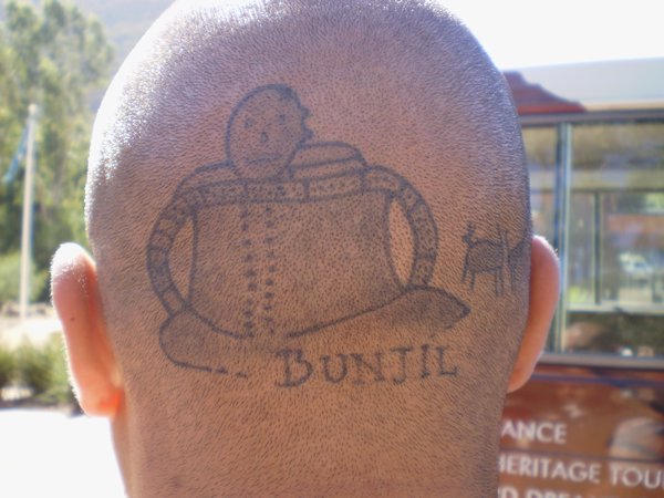 Bunjil tatooed on our tour guides head