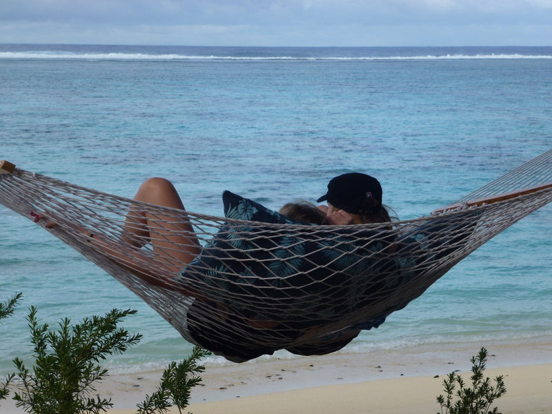 Bliss is a hammock overlooking a blue lagoon