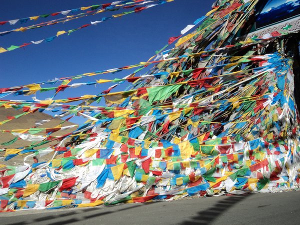 prayer flags dancing with the wind