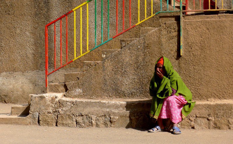 woman by the church in Addis Ababa