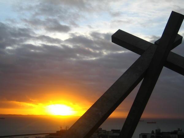 Crucifix Statue overlooking downtown Salvador