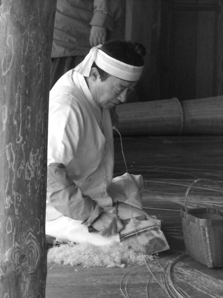 Shearing bamboo