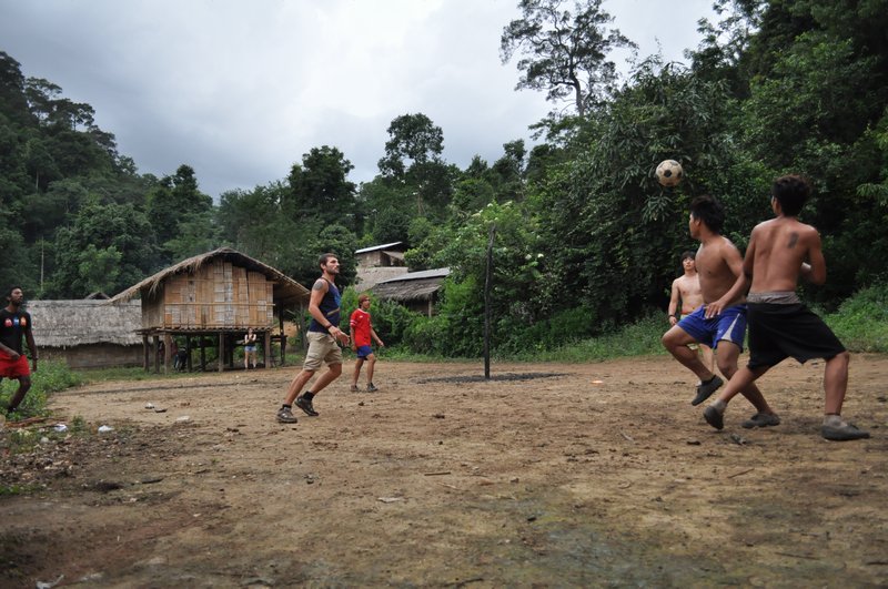 Playing football in the tribal village