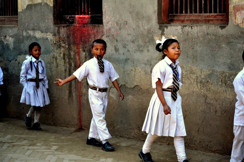 Bhaktapur; school children