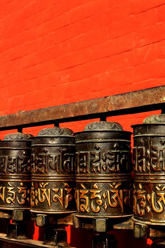 Swayambhunath; prayer wheels