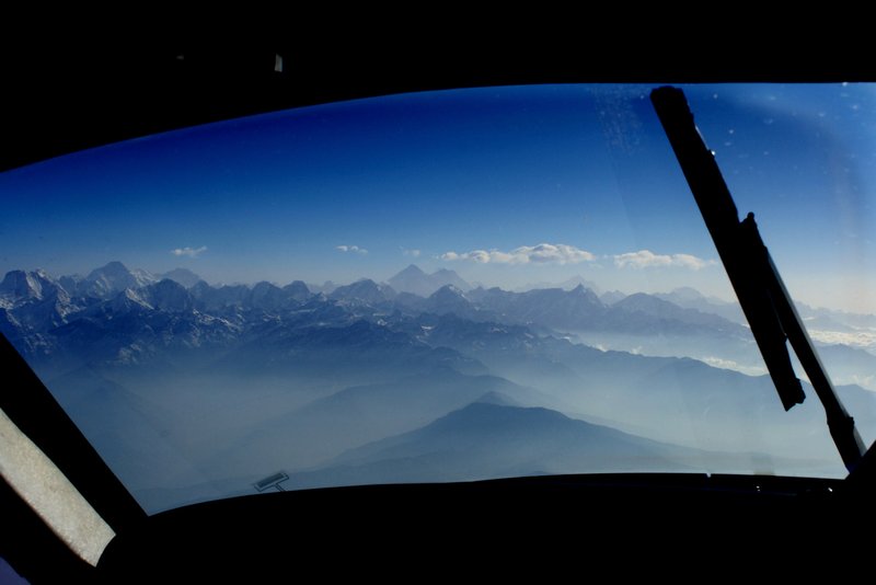 View of Mt Everest from the cockpit