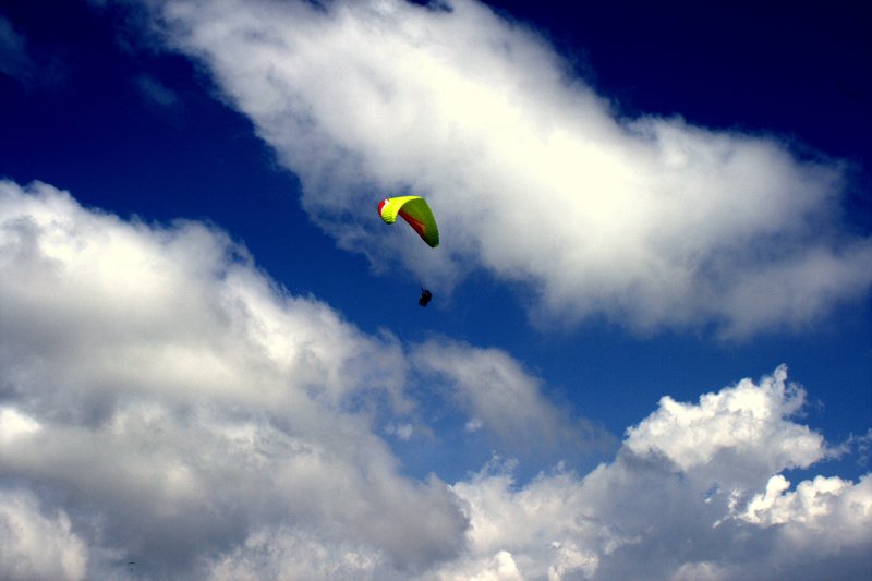 Paragliding; in the clouds