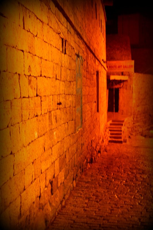 Fort wall at night
