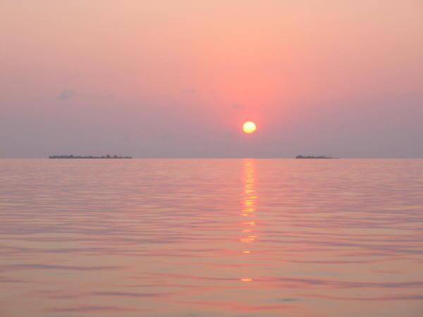 Sunrise over Belize islands