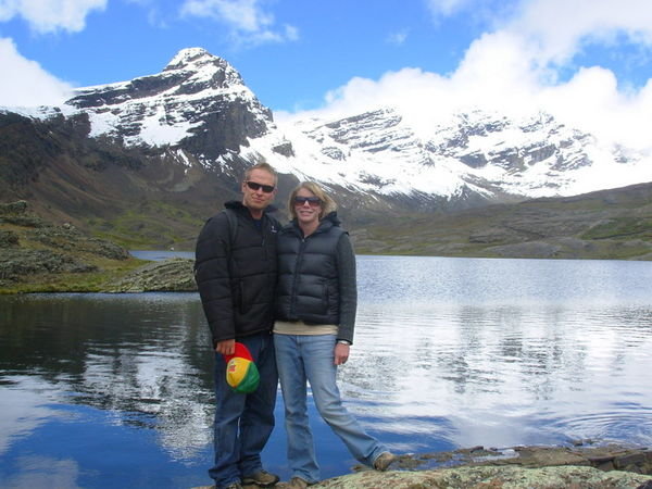 The glacier lake in the mountains surrounding La Paz
