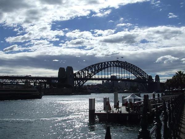 Sydney harbour and the bridge.