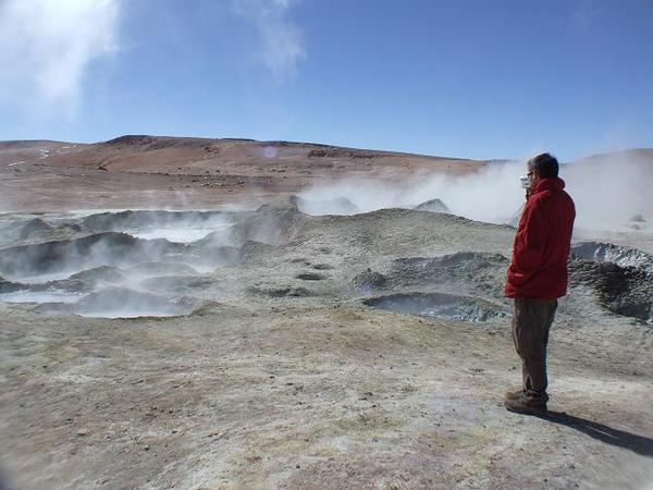 Brendan videoing the geysers at 5,000m.