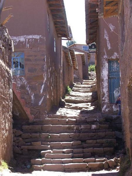 Steps leading out of the village square.