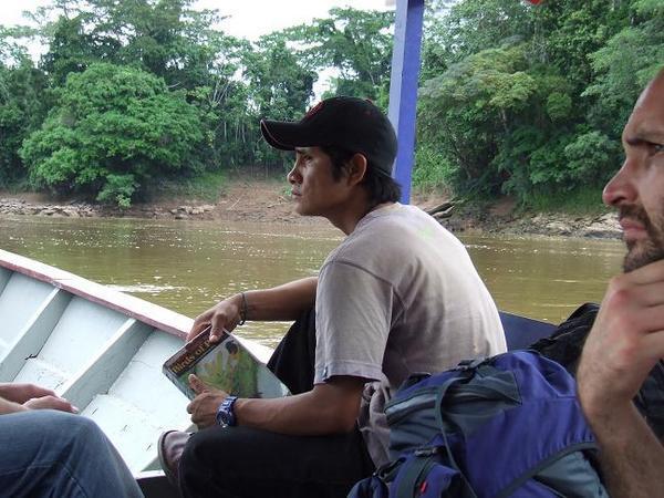 Juan Carlos on the boat looking out for wildlife.