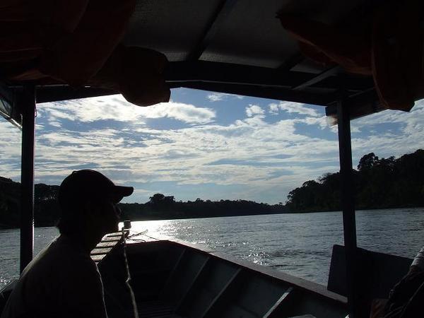 Silhouette of Juan Carlos on the boat.