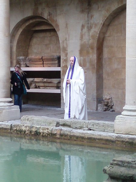 Guy dress as a Roman at the Baths