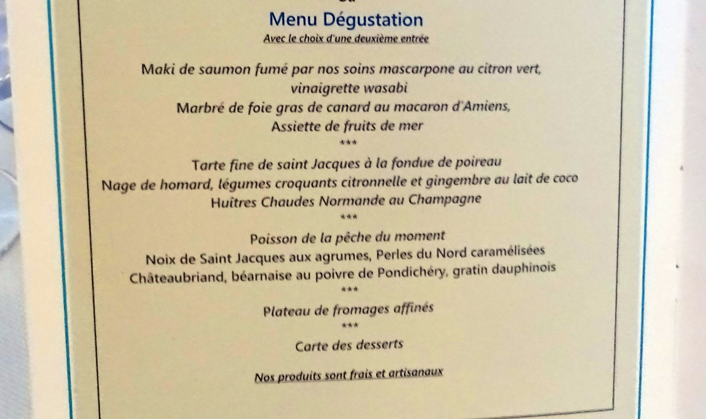 le menu | Photo