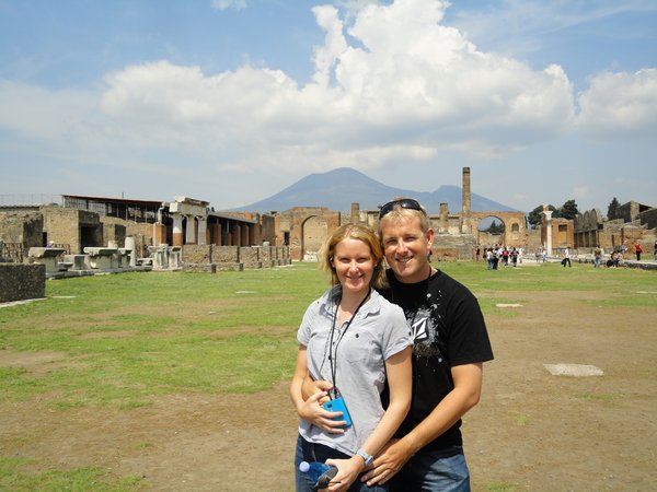 Us and Vesuvius in background