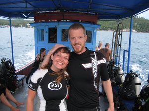 On the dive boat on the way out.