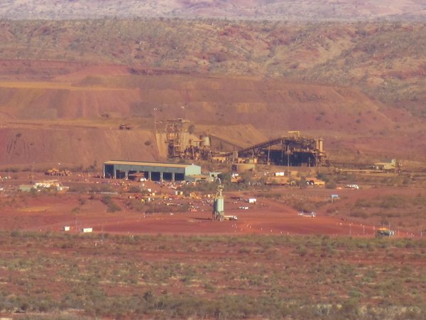 View of the mine from mt Bruce. There was a train 3km long pulling out.