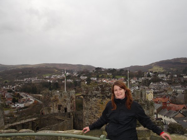 Sophie at top of Conwy Castle