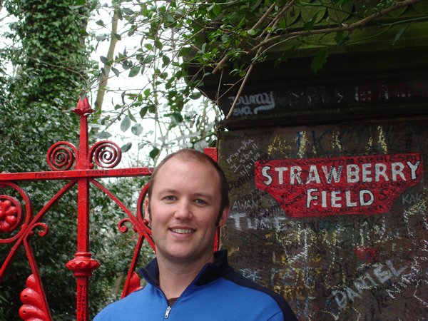 Clint at the Strawberry Field gates