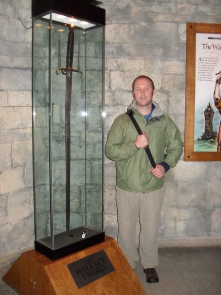 Clint beside William Wallace's sword