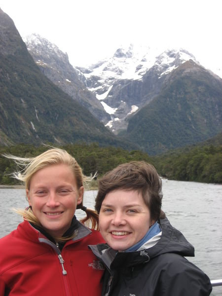 Sals and I on a boat in Milford Sound