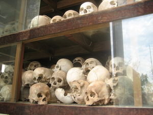 Rows and rows of skulls found in the killing fields of Phnom Penh